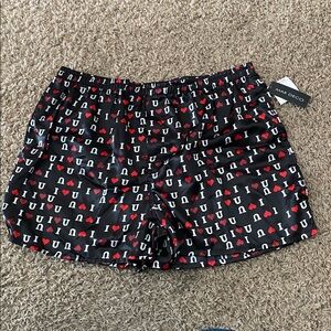 New Mens Red & Silver Heart Boxers